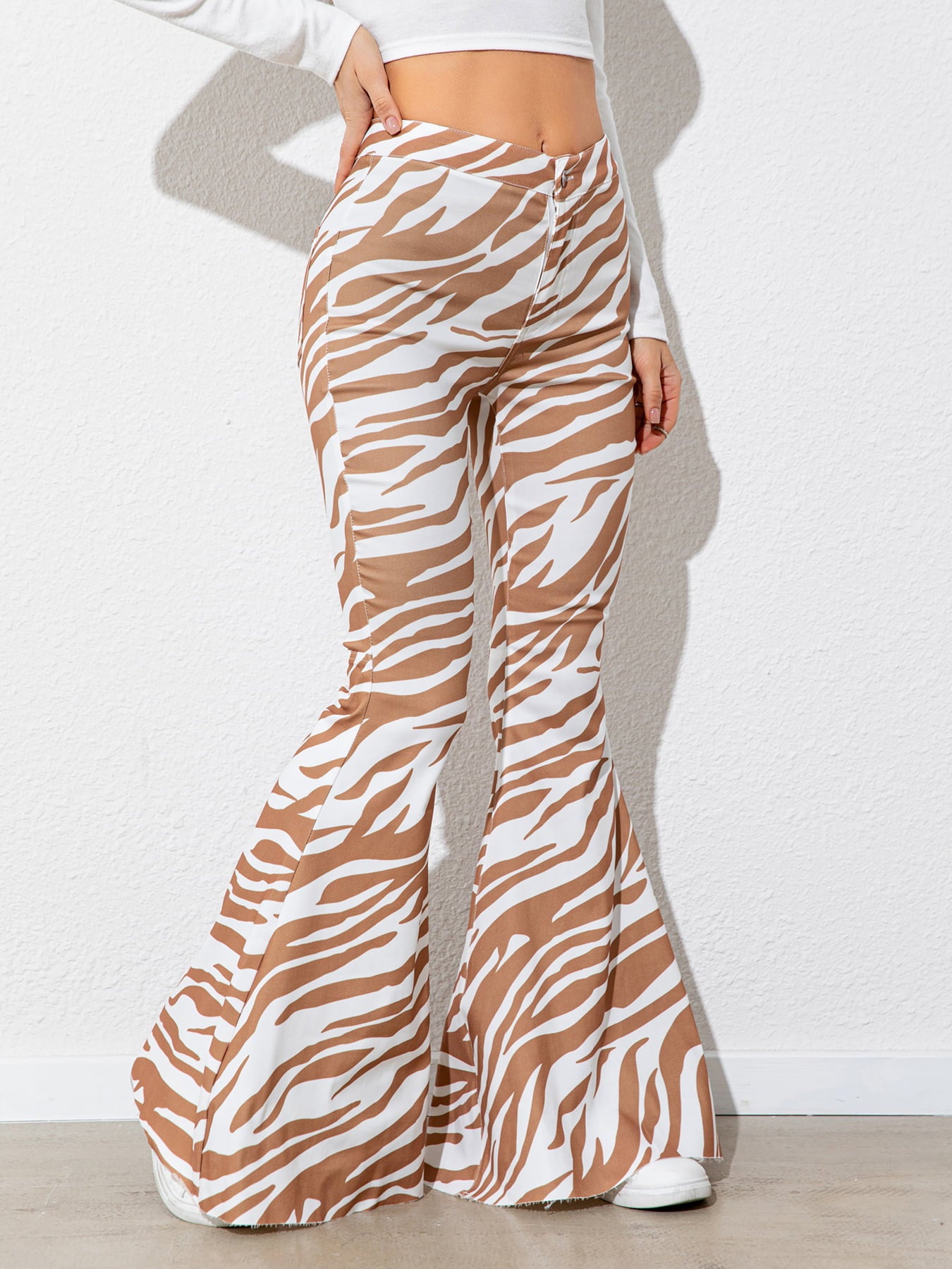 Floral High Waist Flare Leg Pants for Women - Boho Summer Beach Vacation Outfits & Casual Wear