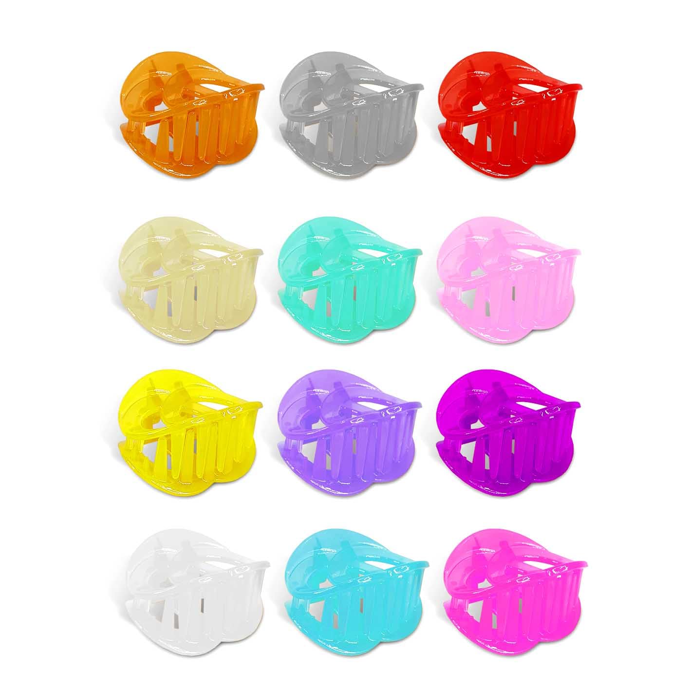 Uniqon 12-Pack Glossy Plastic Round Hair Claw Clips for Women - Elegant Non-Slip Grip, Multicolor Hair Accessories for Ponytails, Buns & Everyday Styling