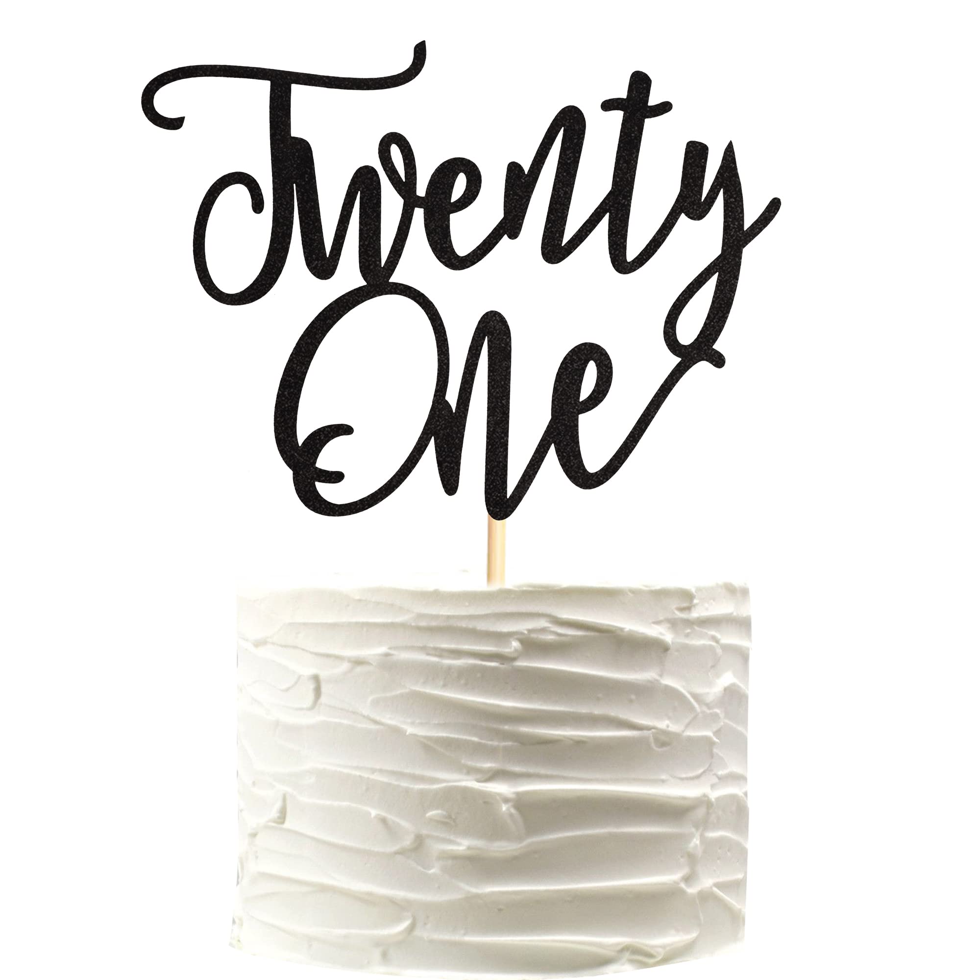 21st Birthday Cake Topper - Black Glitter 21 Cake Decorations for Happy Birthday Party, Wedding Anniversary Celebration | Perfect for 21st Birthday Cakes, Cupcakes, and Dessert Tables