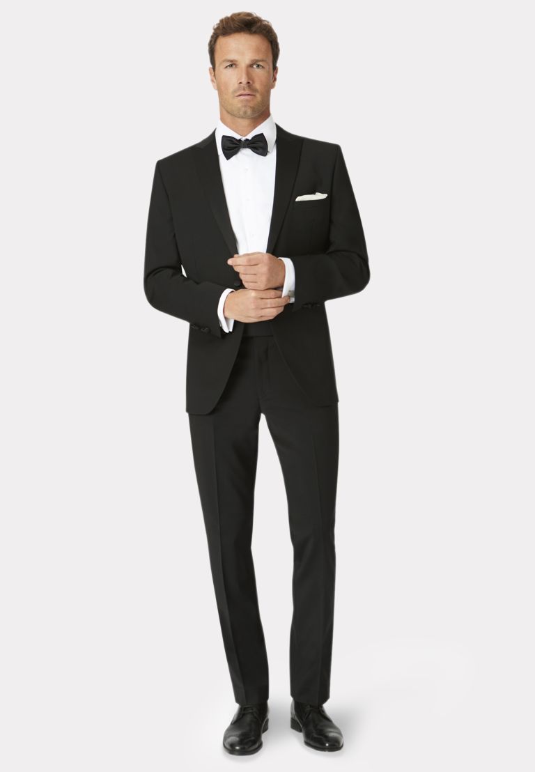 Tailored Fit Black Wool Blend Dinner Suit for Men - Slim Fit Formal Tuxedo for Weddings, Prom & Evening Events | Premium Quality Business Suit