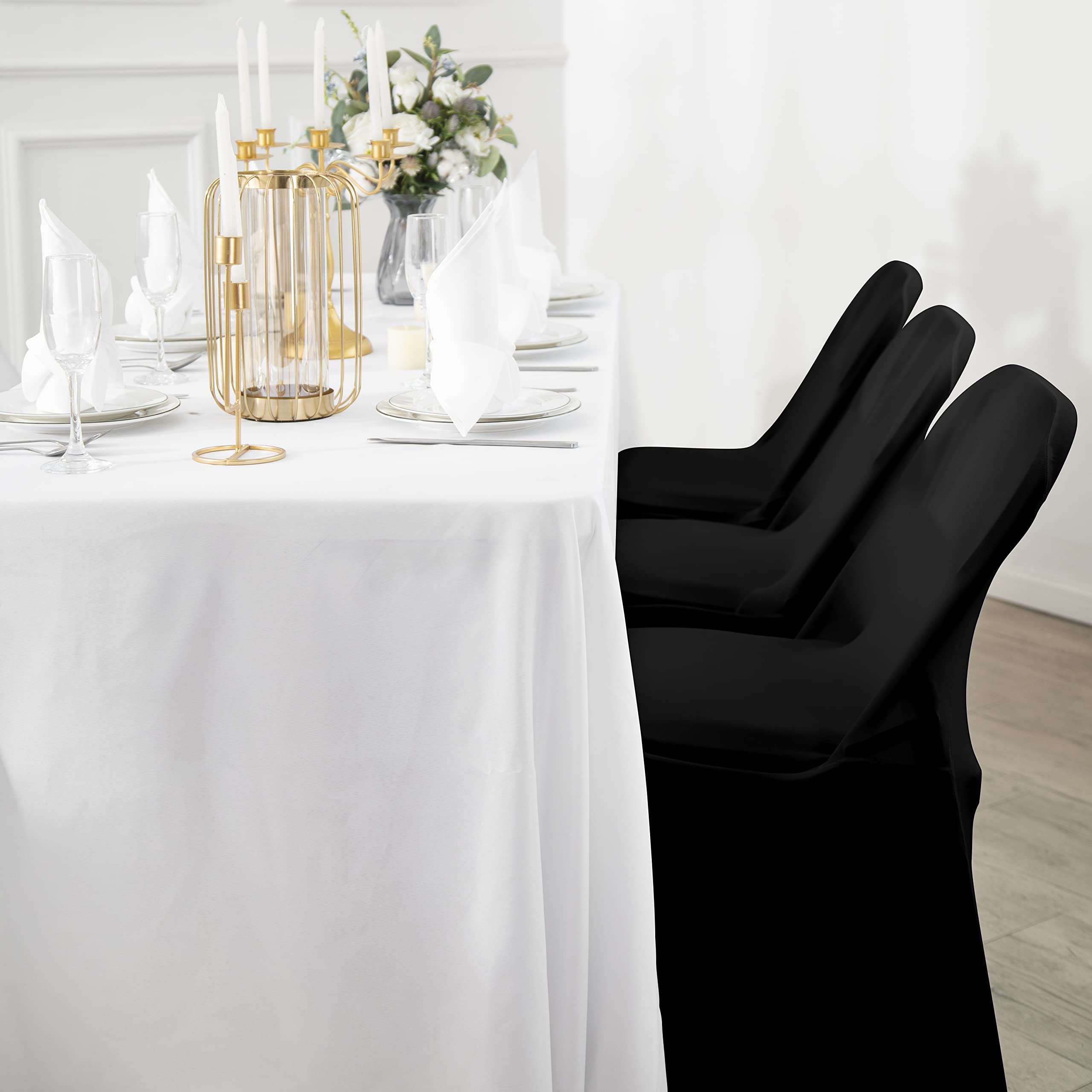 100PCS Stretch Spandex Chair Covers - Washable Removable Elastic Dining Chair Protectors for Living Room, Folding Chairs - Perfect for Parties, Banquets, Weddings & Hotels (Black) - Home Decor & Event Seating Solution
