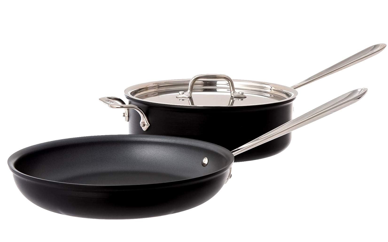 All-Clad NS1 Nonstick 3-Piece Cookware Set - Silver | Premium Nonstick Frying Pan, Saucepan & Stockpot | Perfect for Sautéing, Boiling & Frying | Ideal for Home Chefs & Professional Kitchens