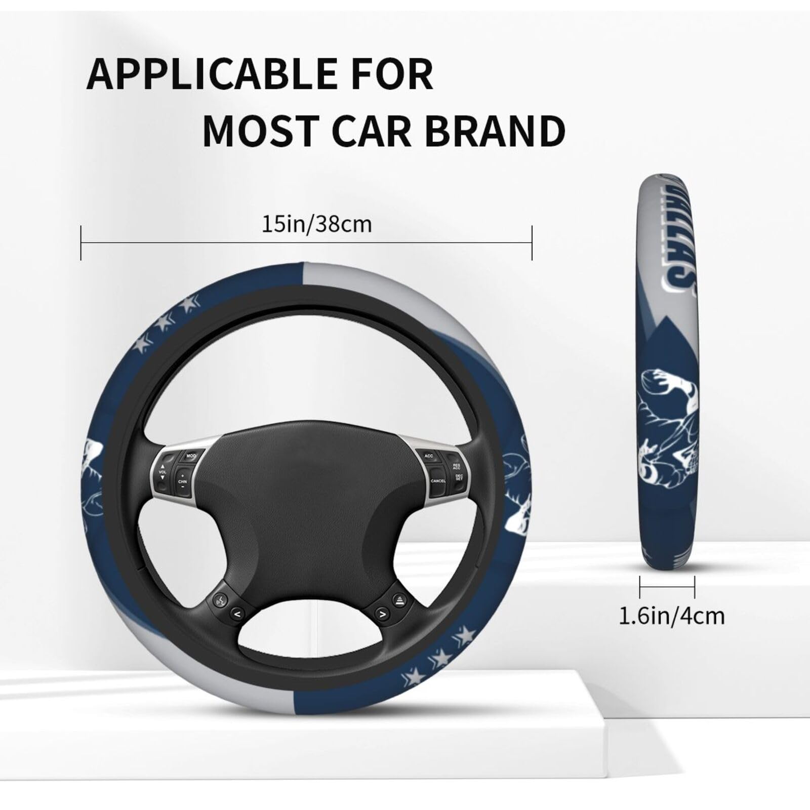 Custom Dallas Steering Wheel Covers with Personalized Name & Number - 15 Inch Universal Fit for Cars, SUVs, ATVs & Trucks - Premium Car Interior Accessories for Comfort & Style