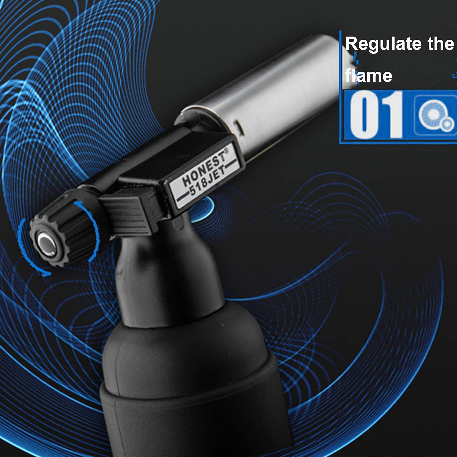 HB1 Butane Torch - Adjustable Refillable Windproof Metal Welding Lighter with Safety Lock | Large Direct Spray Gun for Outdoor Cooking, Soldering, DIY Projects & More