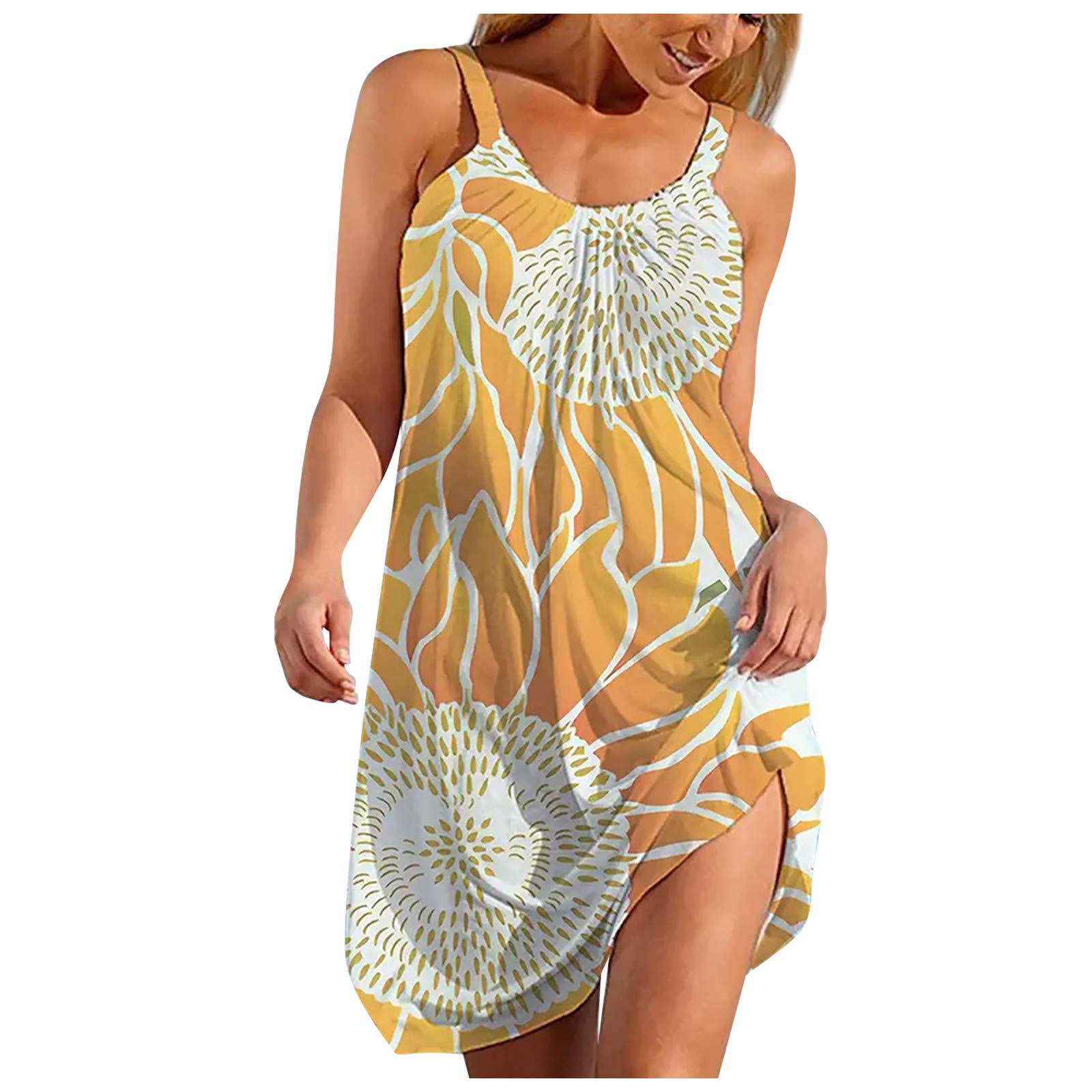 Women's Casual Mini Dresses - Summer Off Shoulder Halter Neck Boho Beach Cover Up Dresses for Vacation, Party & Date Night