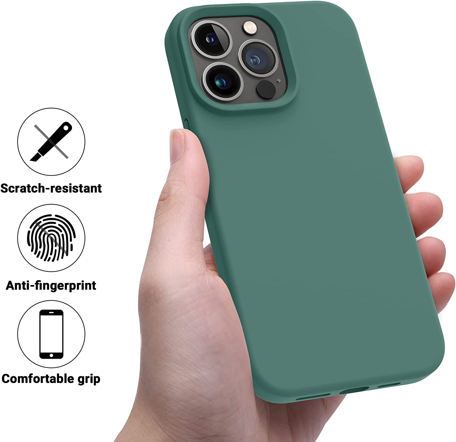 Premium iPhone 14 Pro Case - Shockproof Slim Silicone Cover in Pine Green | Perfect for Everyday Protection & Outdoor Activities