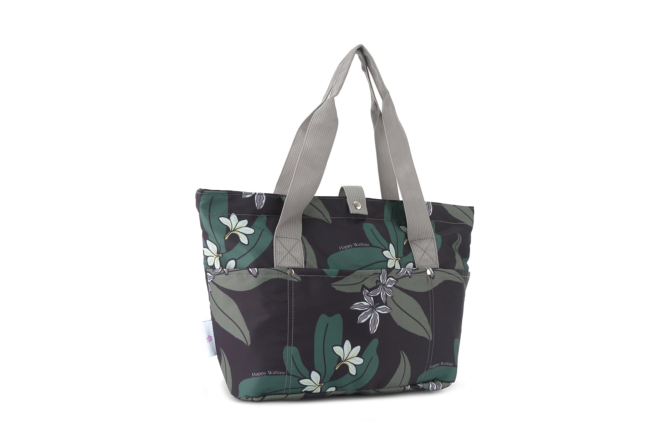 Compact Tote Bag in Jade Naupaka Grey - Stylish & Lightweight for Work, Travel & Everyday Use