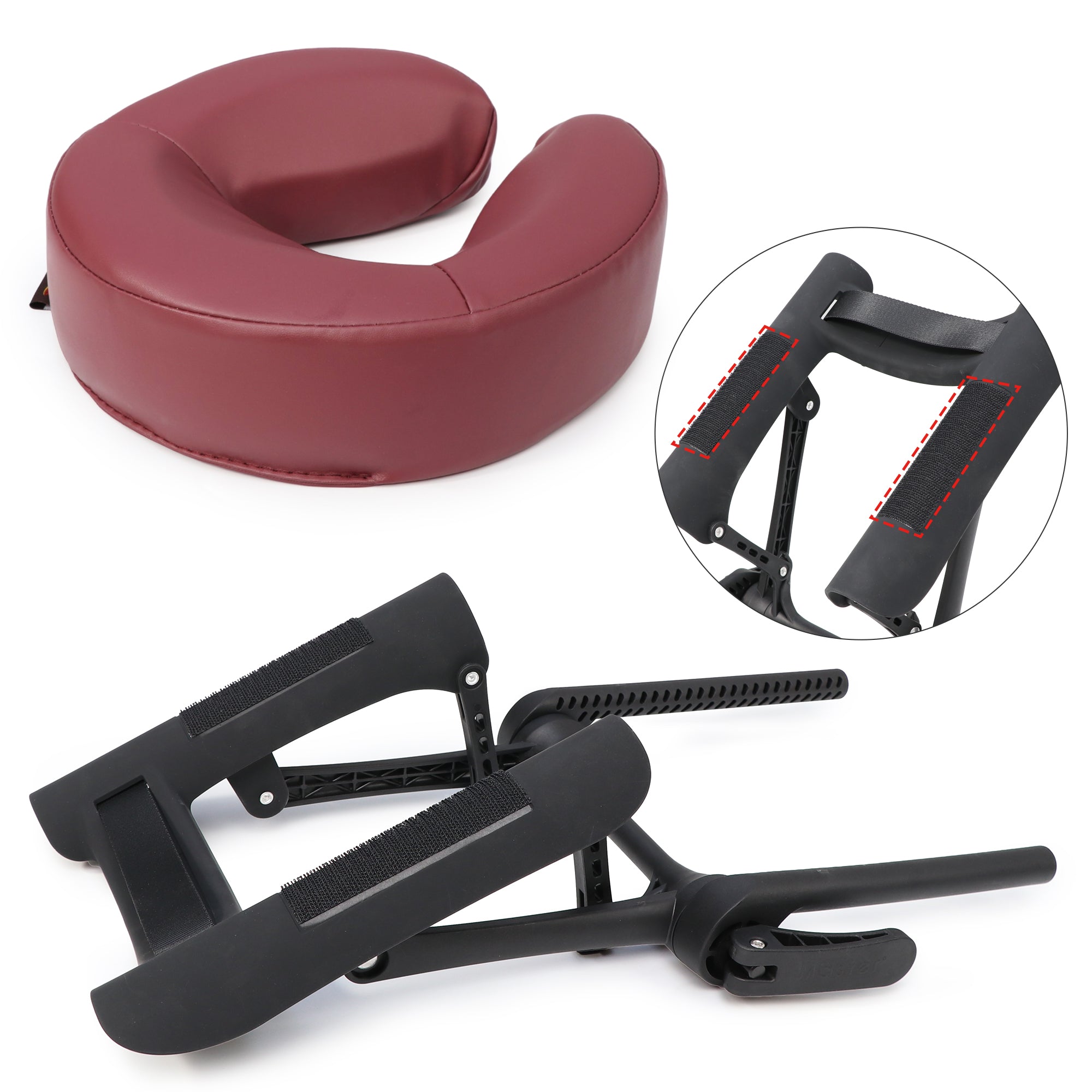 MASTER MASSAGE Universal Deluxe Ergonomic Adjustable Massage Table with Face Cradle & Comfort Pillow Set - Black | Professional Spa, Home Massage & Physical Therapy Use