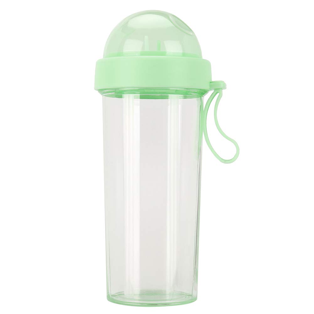 Ruiqas 600ml Water Bottle with Dual Straws for Travel & Sports - Green