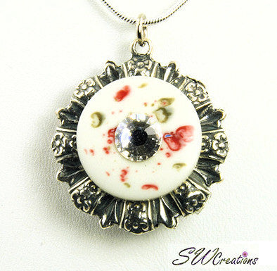 Reversible Floral Crystal Garnet Button Pendant Necklace - Elegant Bohemian Jewelry for Women, Perfect for Parties, Weddings & Everyday Wear