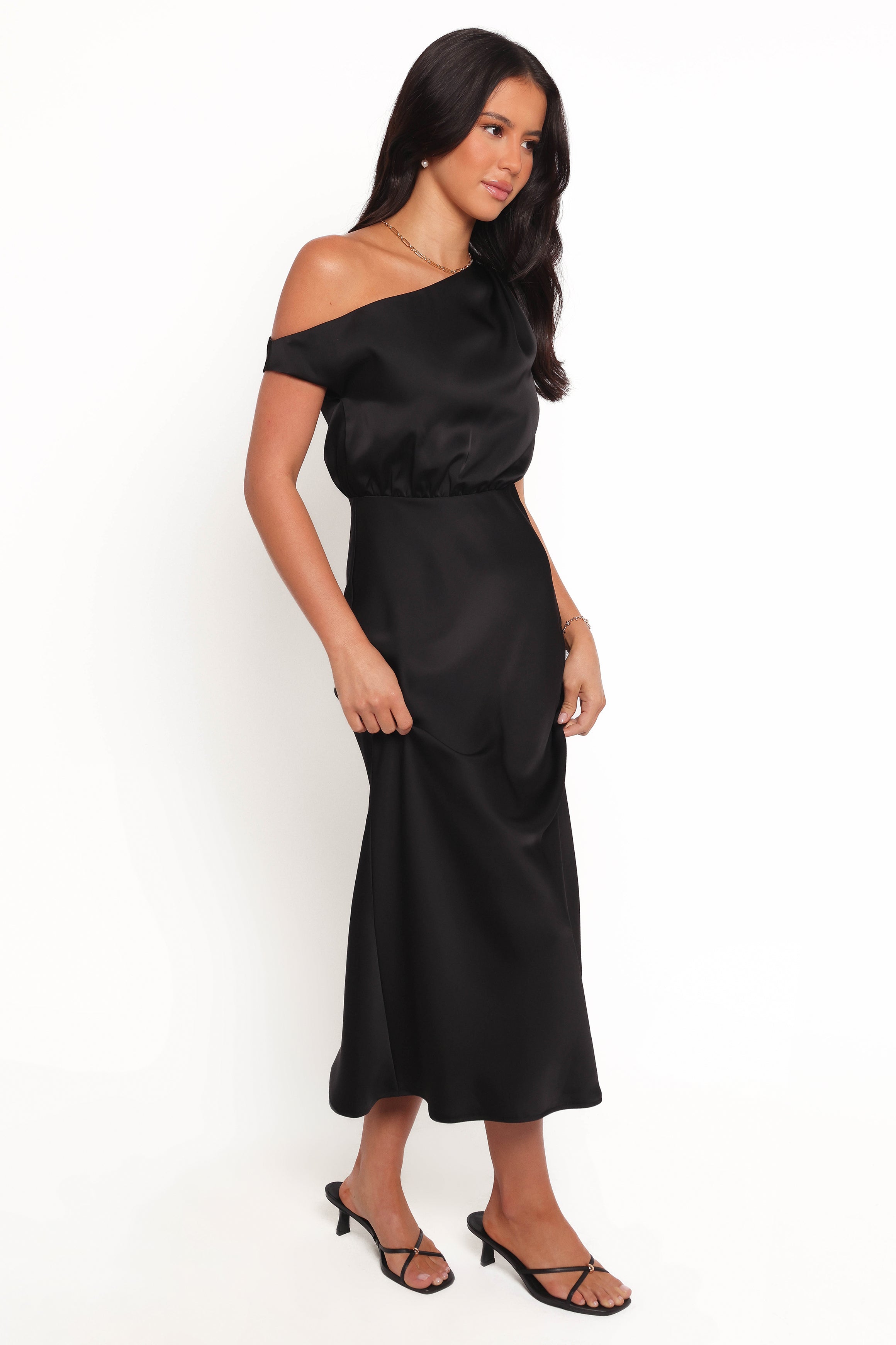Clare Midi Dress for Women - Elegant Black Flowy Dress for Casual & Evening Wear | Perfect for Parties, Dates & Office Outfits