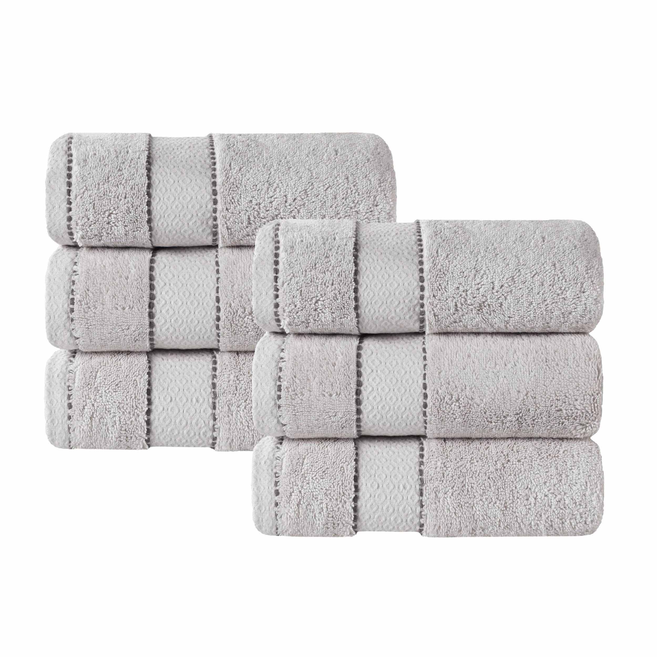Premium Egyptian Giza Cotton Dobby Hand Towels - Set of 6 | Ultra Absorbent & Soft Bath Towels for Kitchen, Bathroom & Spa | Made in Egypt