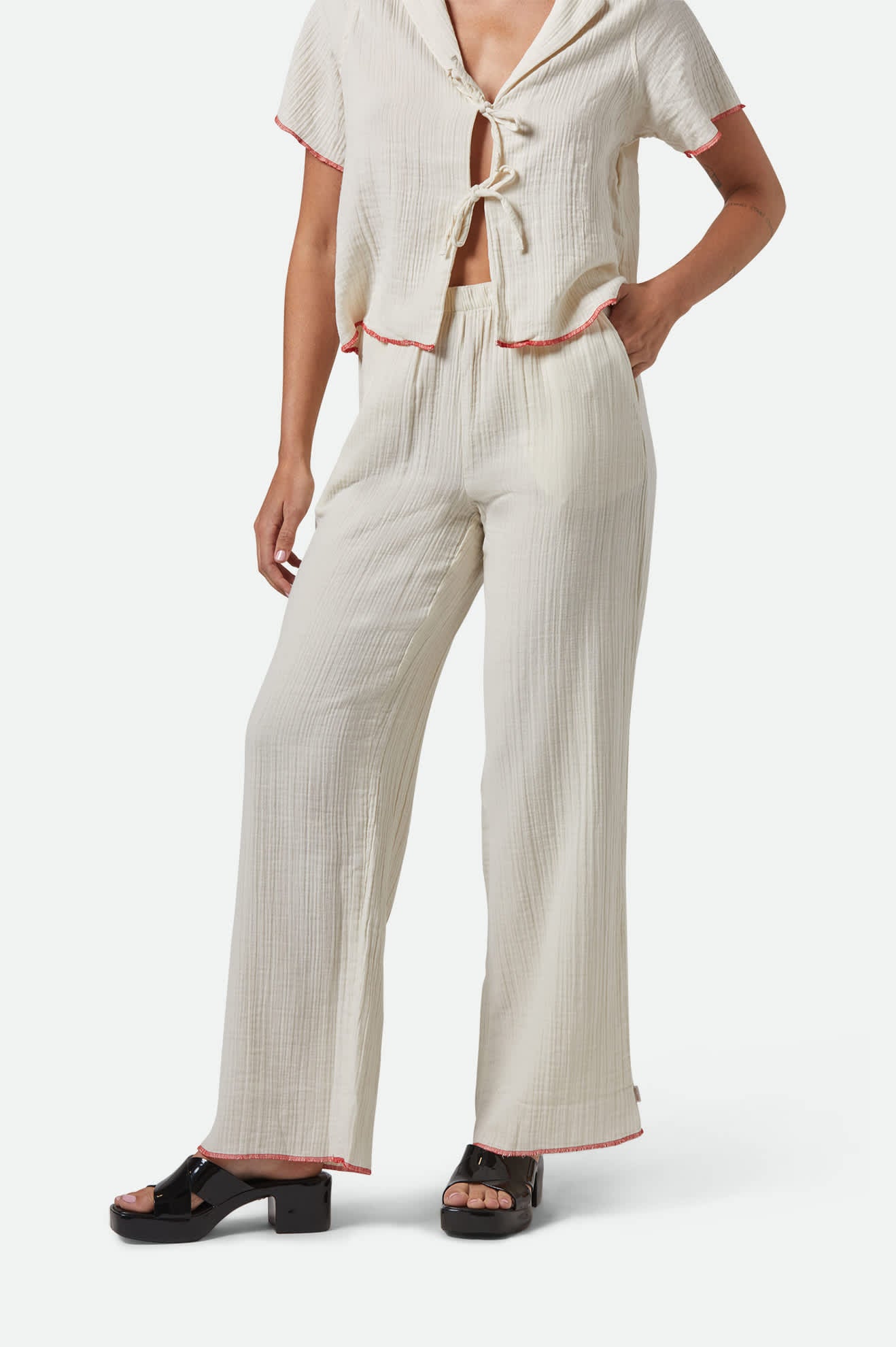 Wandering Hudson Lounge Pants for Women - Soft Comfortable Off White Loungewear - Perfect for Yoga, Relaxing at Home & Casual Outfits