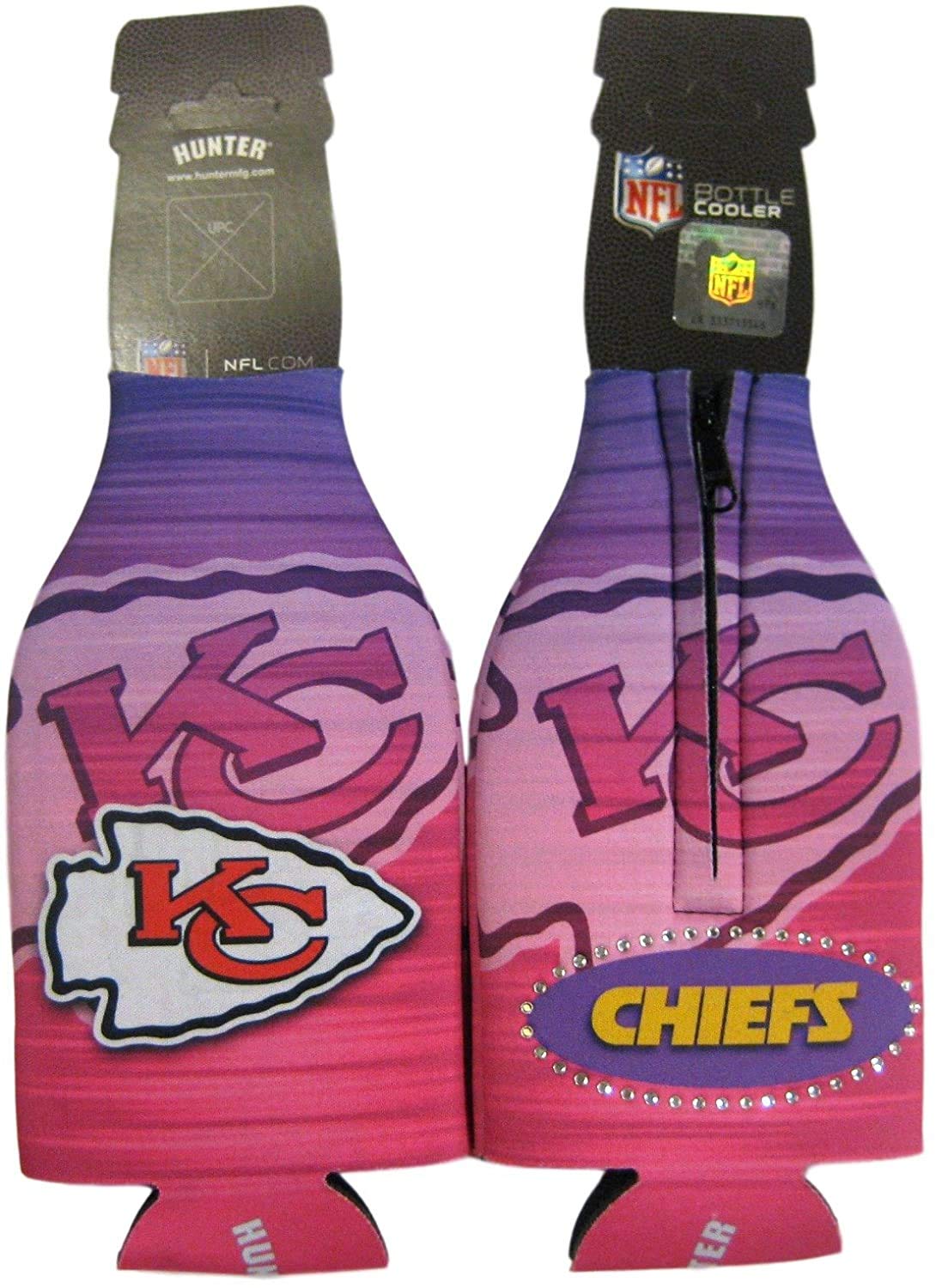 Kansas City Chiefs Bling Rhinestone Bottle Holder - Insulated Can Cooler for Football Tailgates, Parties & Sporting Events
