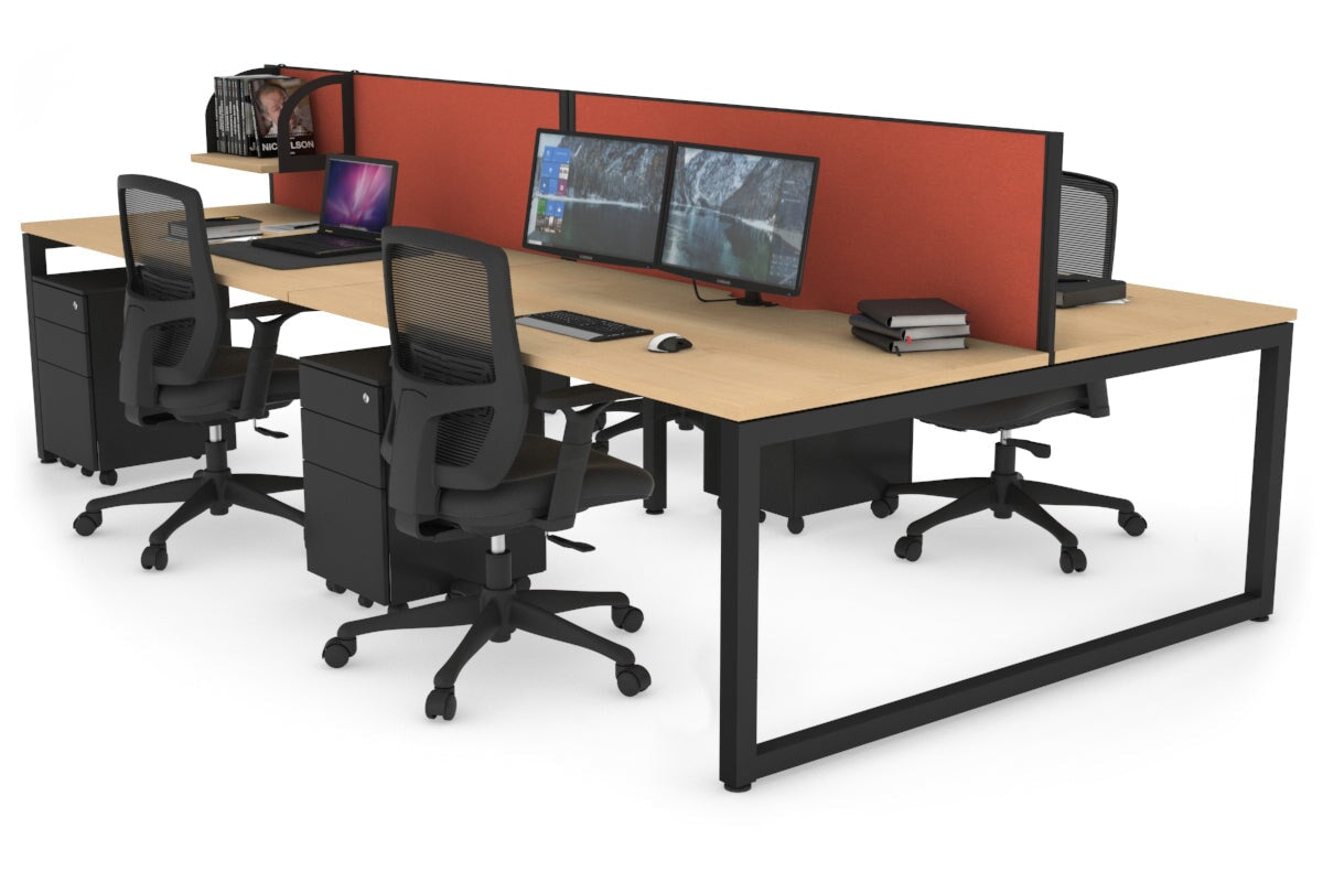 Quadro Loop Legs 4 Person Office Workstation - 1800L x 800W with Cable Management Scallop - Ideal for Collaborative Workspaces & Open Office Environments