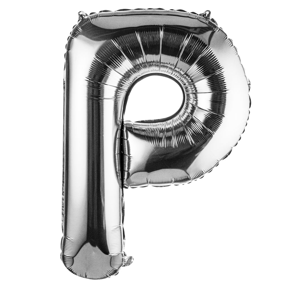 Balloonify Silver Mylar Letter P Balloon - 40 Inch Large Foil Alphabet Balloon for Birthday Parties, Baby Showers & Wedding Decorations (1 Count Box)