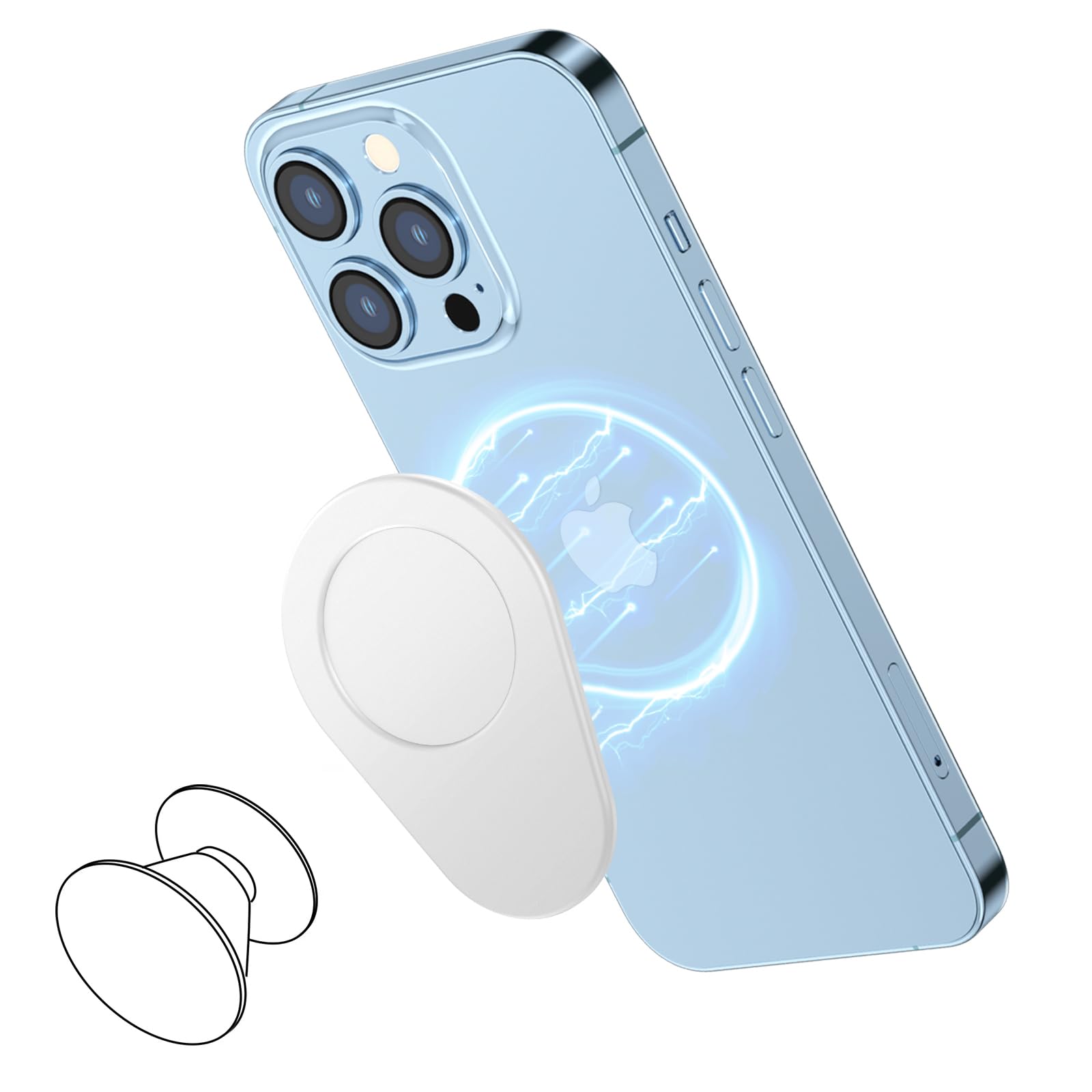 AUROX Magnetic Base Plate for iPhone 16 15 14 13 12 Series | Compatible with MagSafe, PopSocket, and Phone Ring Holder | Removable Wireless Charging | Silver | Perfect for Home, Office, and Travel Use