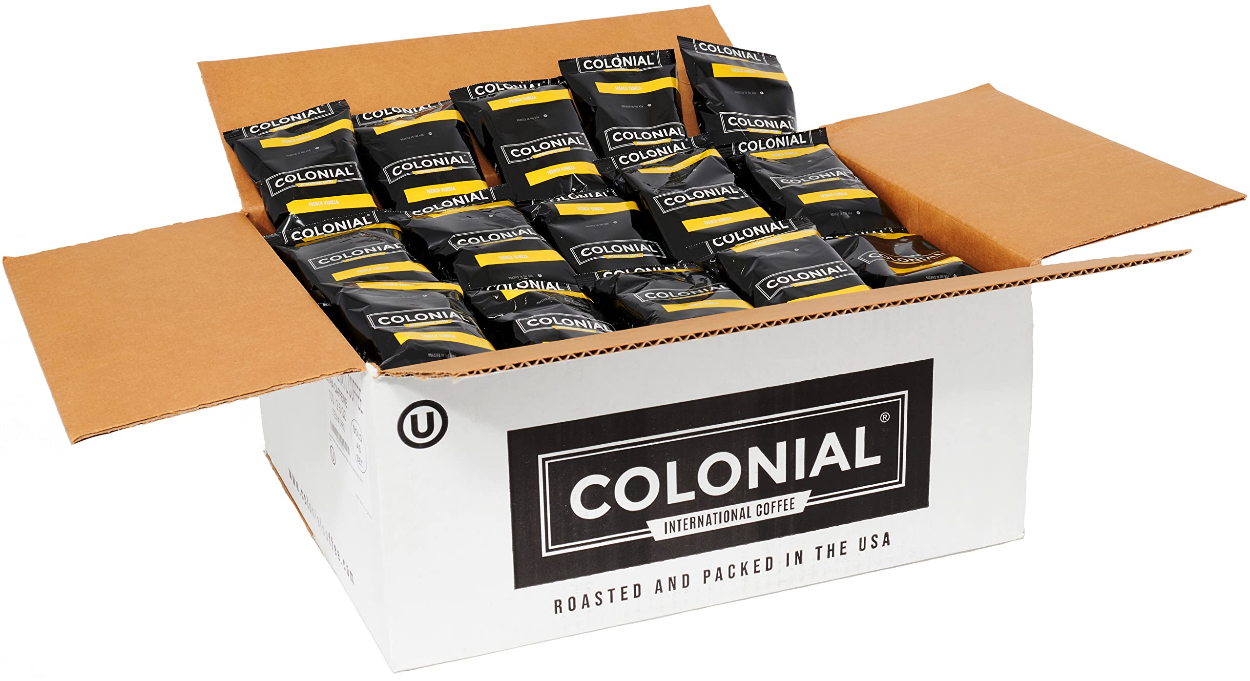 French Vanilla Flavored Medium Roast Coffee Packets - 2.5 oz Pre Ground Coffee Bags (Pack of 100) - Perfect for Offices, Hotels, and Catering Services