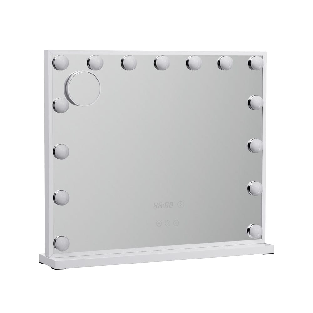 Embellir Hollywood Makeup Mirror with 15 LED Lights - 60x52cm Vanity Mirror with Touch Control & Time Display for Professional Makeup, Skincare, and Salon Use
