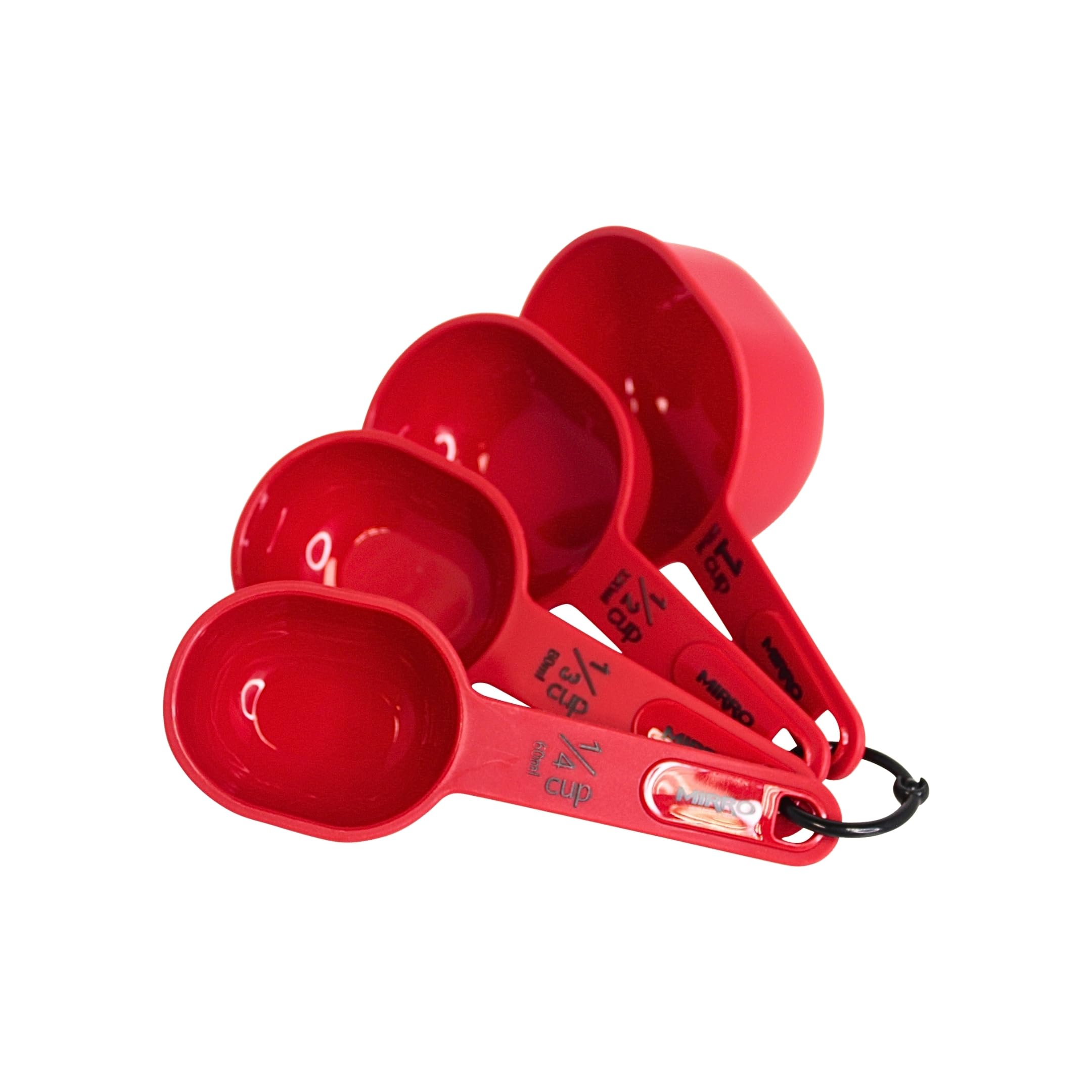 Premium MIRRO 4-Piece Nested Measuring Cups Set - Durable Plastic, Stackable Design, Easy-Read Measurements (Red) - Perfect for Baking, Cooking & Meal Prep