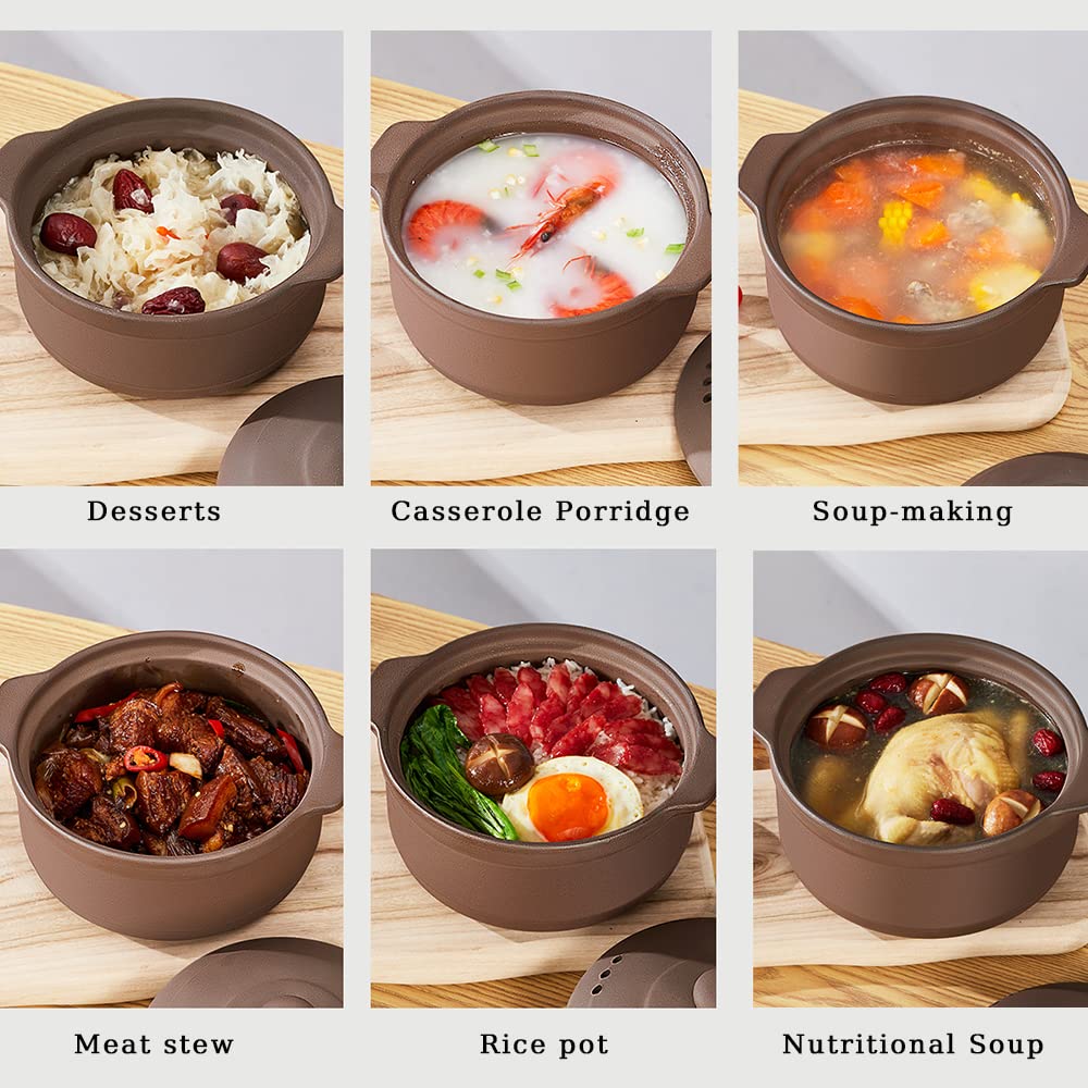 Natural Terracotta Casserole with Lids - Unglazed Clay Cooking Pot for Rice, Stews & Soups (2.64QT) | Perfect for Oven, Stovetop & Slow Cooking