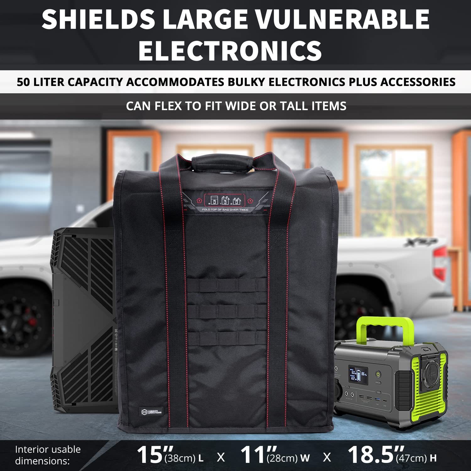 Mission Darkness T10 Faraday Bag for Computer Towers & XL Electronics - Military-Grade Faraday Cage for Digital Forensics, EMP Protection & RF Signal Blocking | Ideal for Preppers, Data Security & Emergency Preparedness