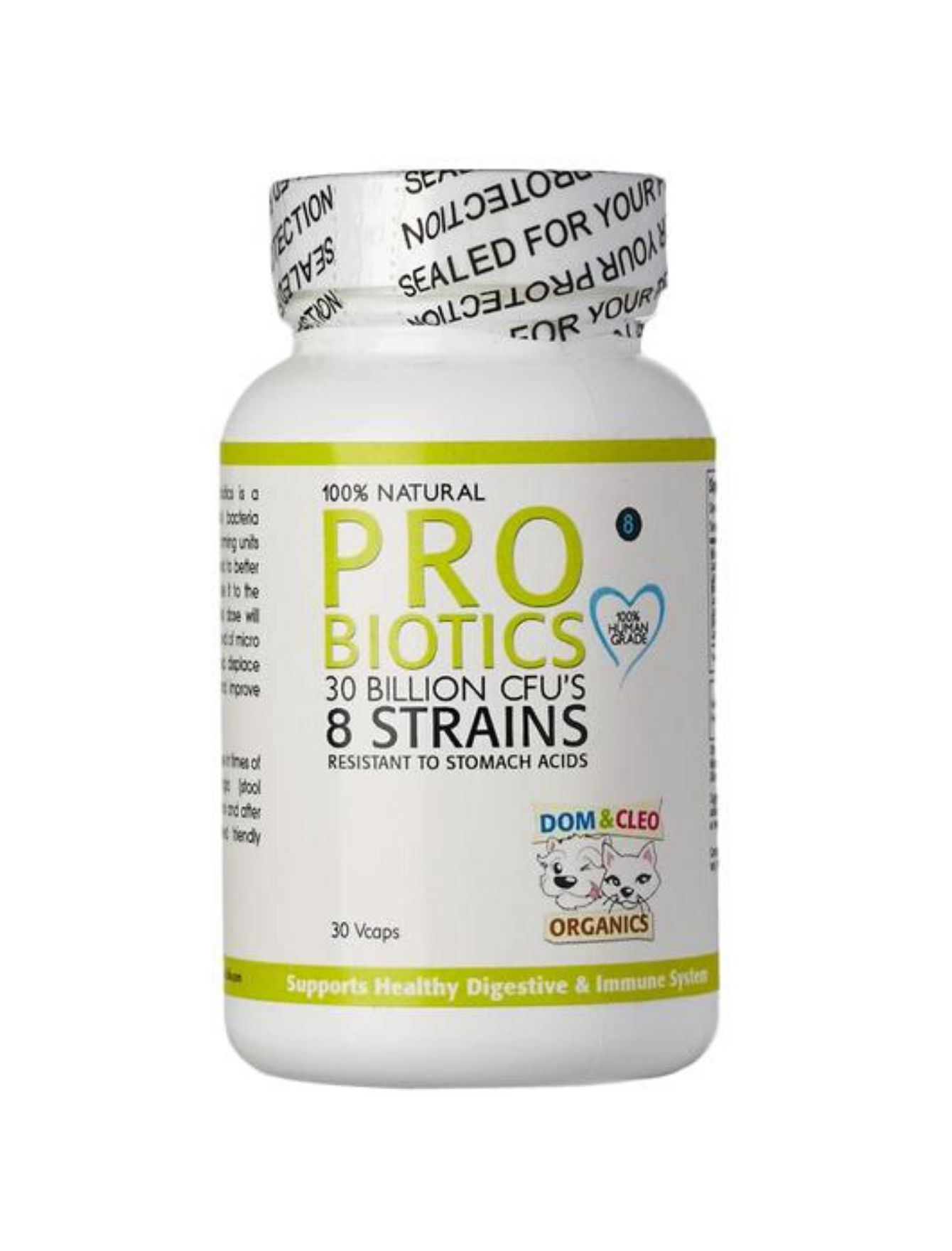 Dom & Cleo Probiotics for Dogs & Cats - 30 Capsules | Digestive Health Supplement for Pets | Supports Gut Flora & Immune System | Ideal for Travel, Stress & Diet Changes