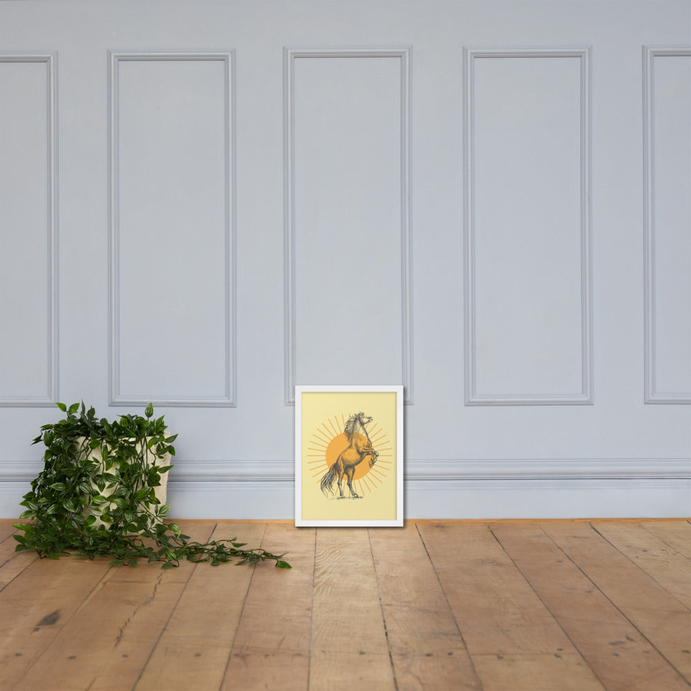 Sunburst Horse Framed Art Poster - Elegant Wall Decor & Home Art for Living Room, Bedroom, or Office