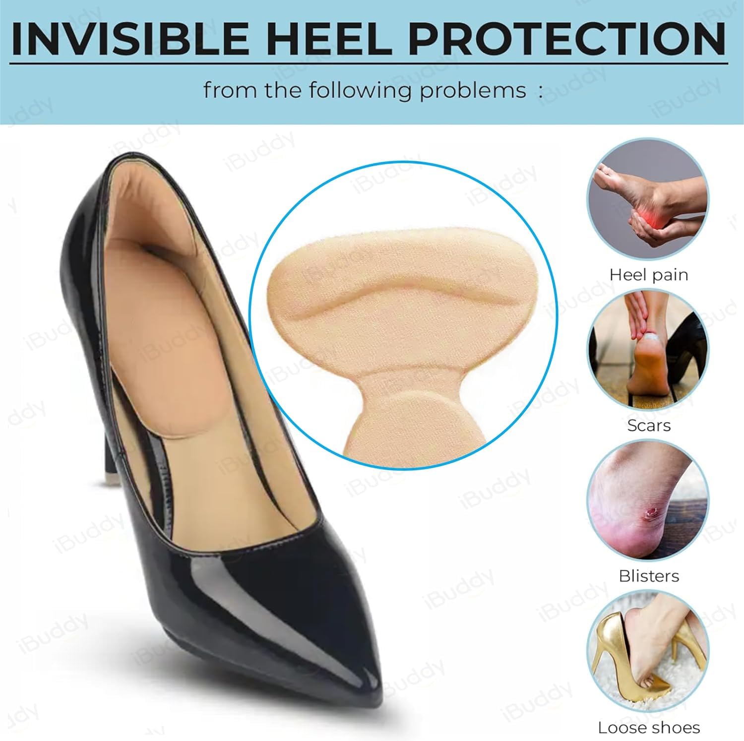 FEXMY Shoe Bite Protector & Gel Insoles for Men & Women - Self-Adhesive Heel Grips, Arch Support & Pain Relief Insoles - Prevent Blisters & Cuts - Comfortable Foot Cushion Pads (Black, Large) - Perfect for Running, Walking & Daily Wear