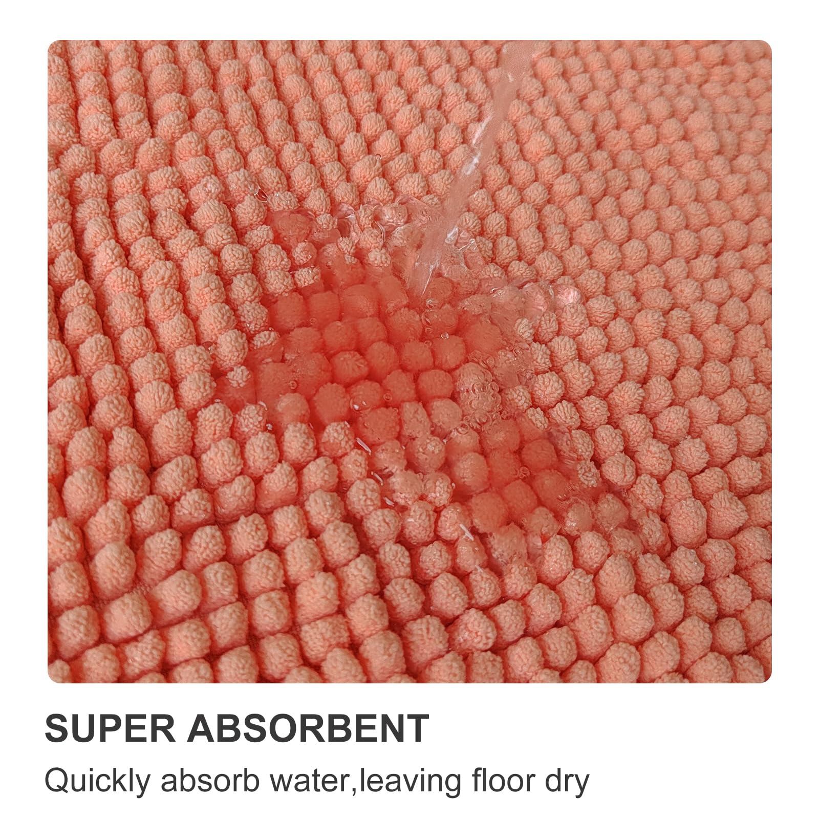 Premium Non-Slip Chenille Bath Mat Set of 2 - Ultra Soft Absorbent Shag Bathroom Rugs, Machine Washable (31x20 & 24x16 Inch, Light Coral) for Spa-Like Comfort - Perfect for Bathroom, Shower & Vanity Areas