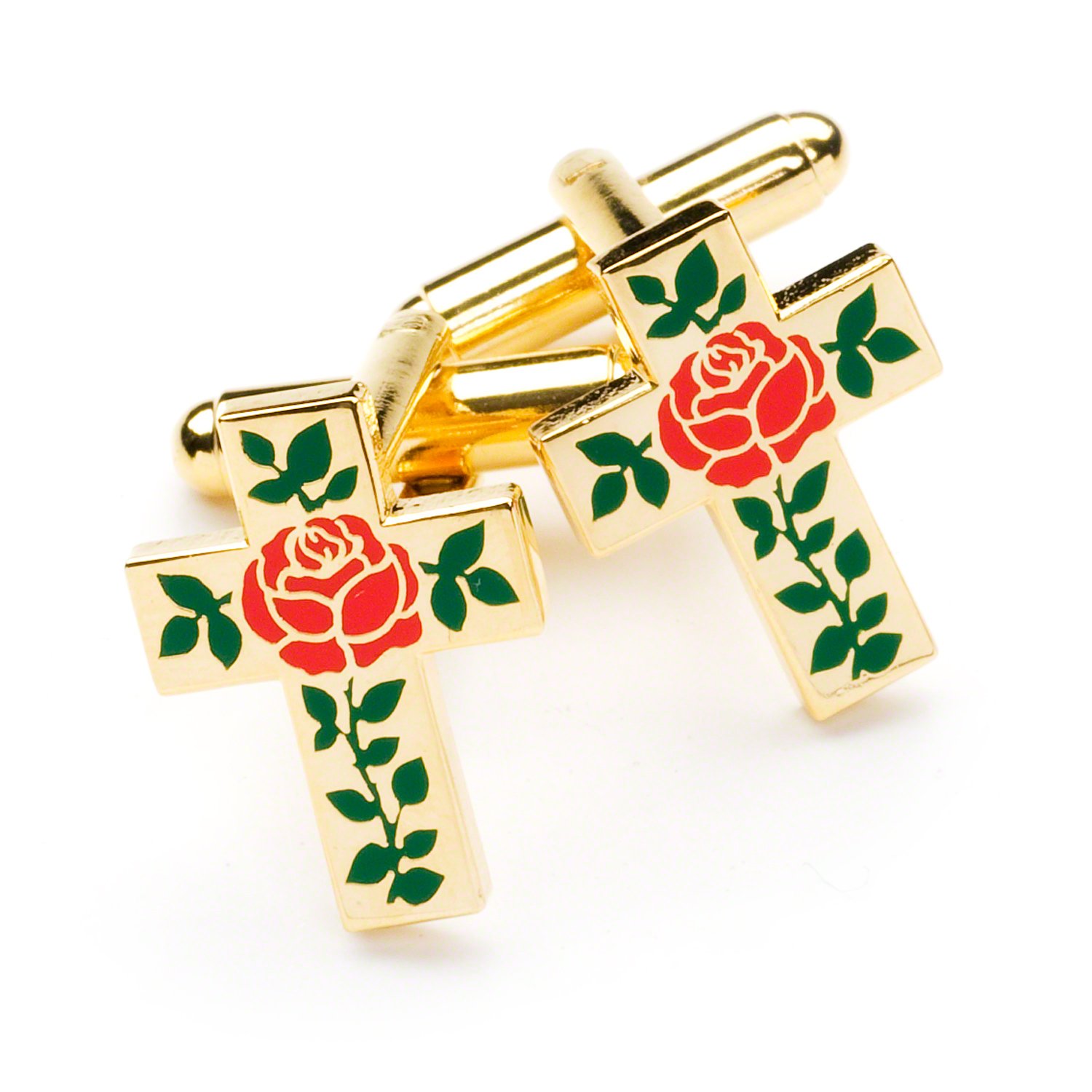 Freemason Rose Croix Gold Plated Cufflinks for Men - Masonic Collection - Perfect for Formal Events, Weddings & Lodge Meetings