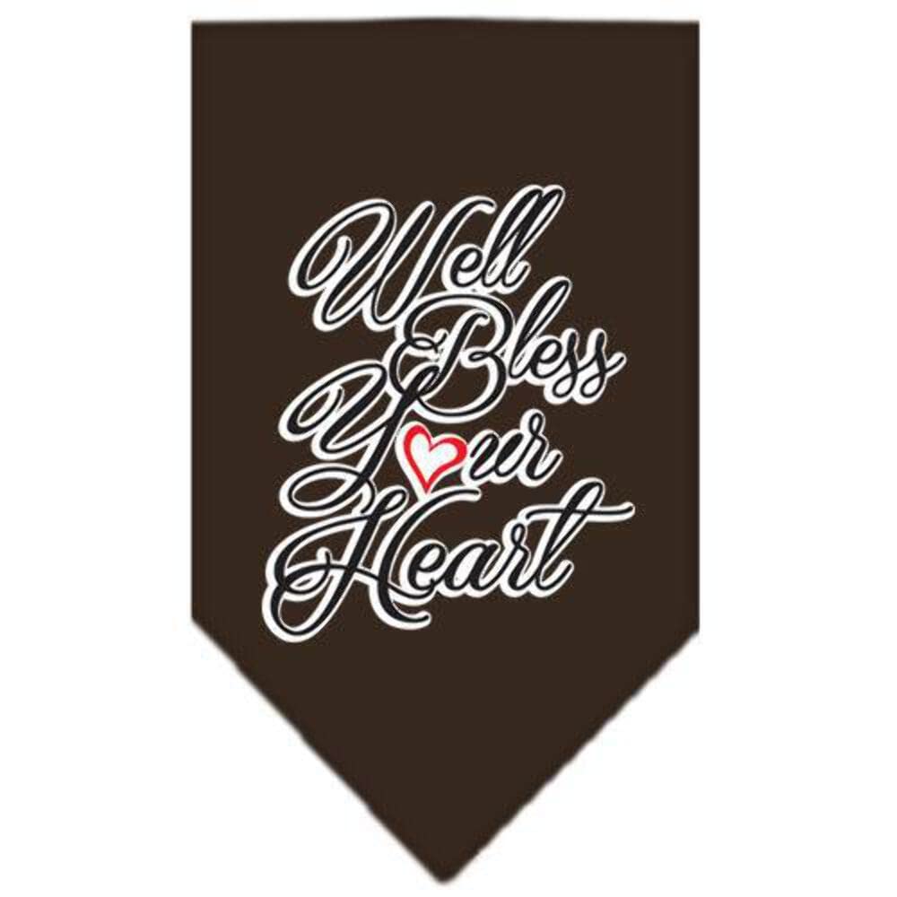 Pet & Dog Bandana - 'Well Bless Your Heart' Screen Printed Brown Small Bandana for Dogs - Perfect for Holidays, Birthdays & Special Occasions