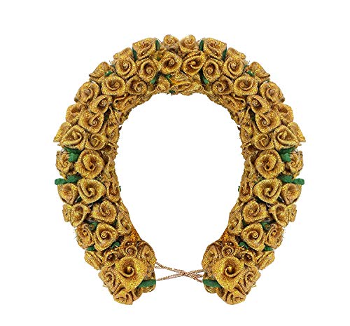 Inaaya Golden Hair Bun Gajra for Women & Girls - Elegant Hair Accessory for Weddings, Parties & Daily Wear