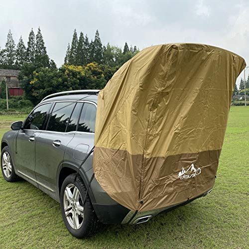 Car Trunk Tent for SUV - Waterproof & UV Protection Camping Awning Sunshade - Perfect for Outdoor Adventures, Road Trips, and Picnics (Brown)