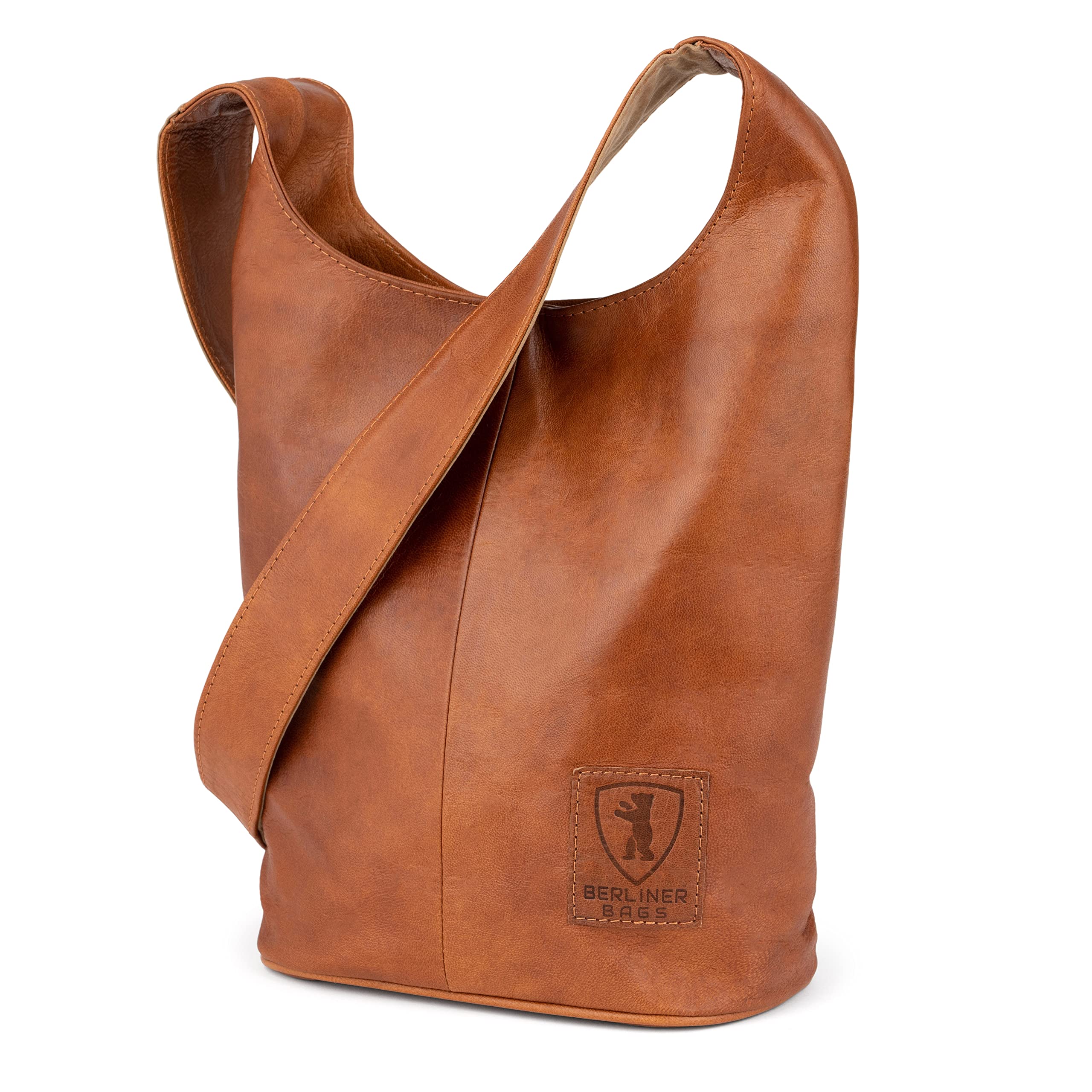 Vintage Leather Shoulder Bag for Women - BERLINER BAGS Emilia Crossbody Purse, Brown Genuine Leather Handbag | Perfect for Work, Travel & Everyday Use