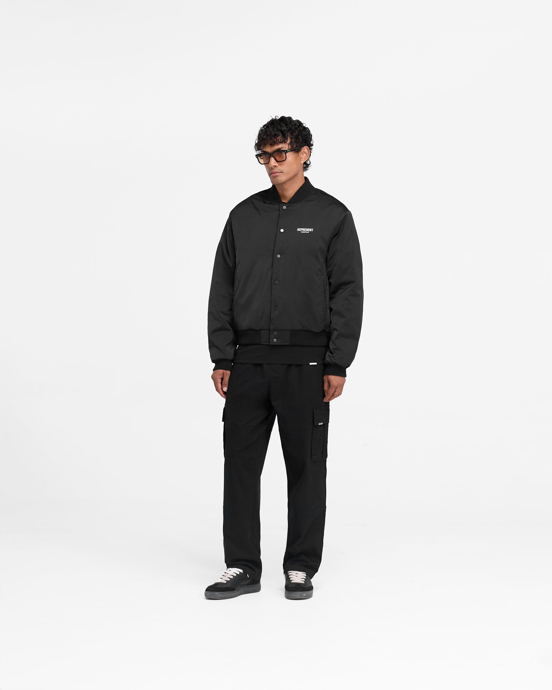 Represent Owners Club Souvenir Jacket - Black | Vintage Baseball Style Varsity Jacket for Men & Women | Perfect for Streetwear, Casual Outfits & Hip Hop Fashion