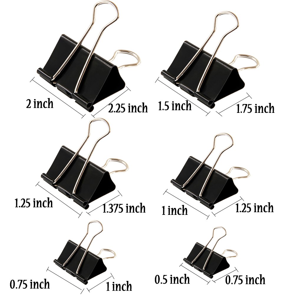 130 Pcs Black Binder Clips for Paper - Office & School Supplies