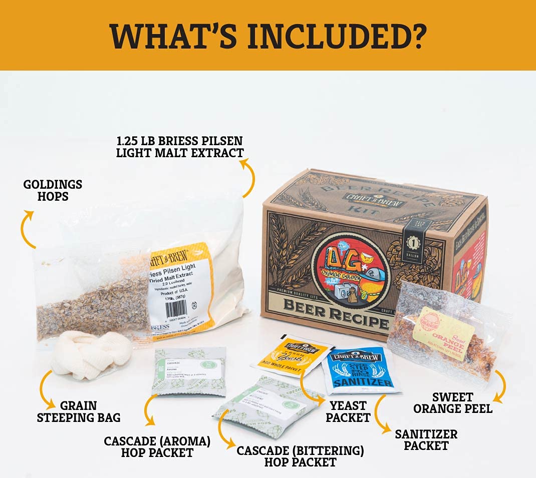 Craft A Brew Orange Golden Ale Recipe Kit - 1 Gallon Home Brewing Beer Supplies with Premium Ingredients - Perfect for Beginners & Homebrewers (Ideal for Parties, Gifts & DIY Beer Making)