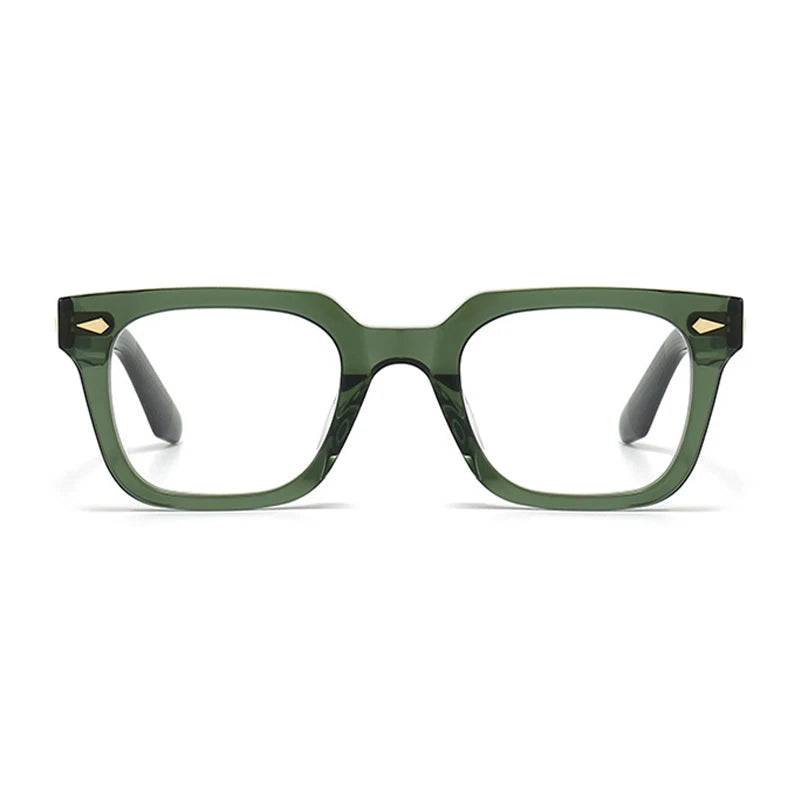 Stylish Black Unisex Square Acetate Eyeglasses with Full Rim - Trendy Thick Frame for Men & Women - Perfect for Reading, Work, and Fashion Accessories (Model 914023)