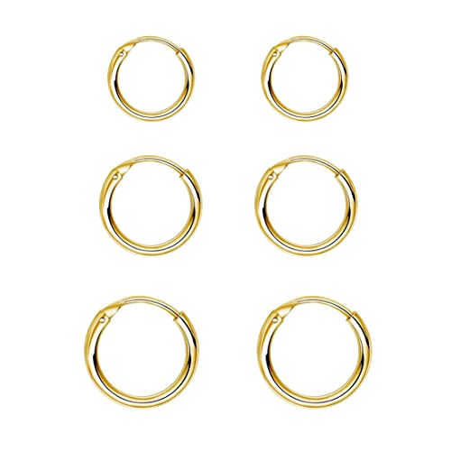3 Pairs(10/12/14mm)-Gold