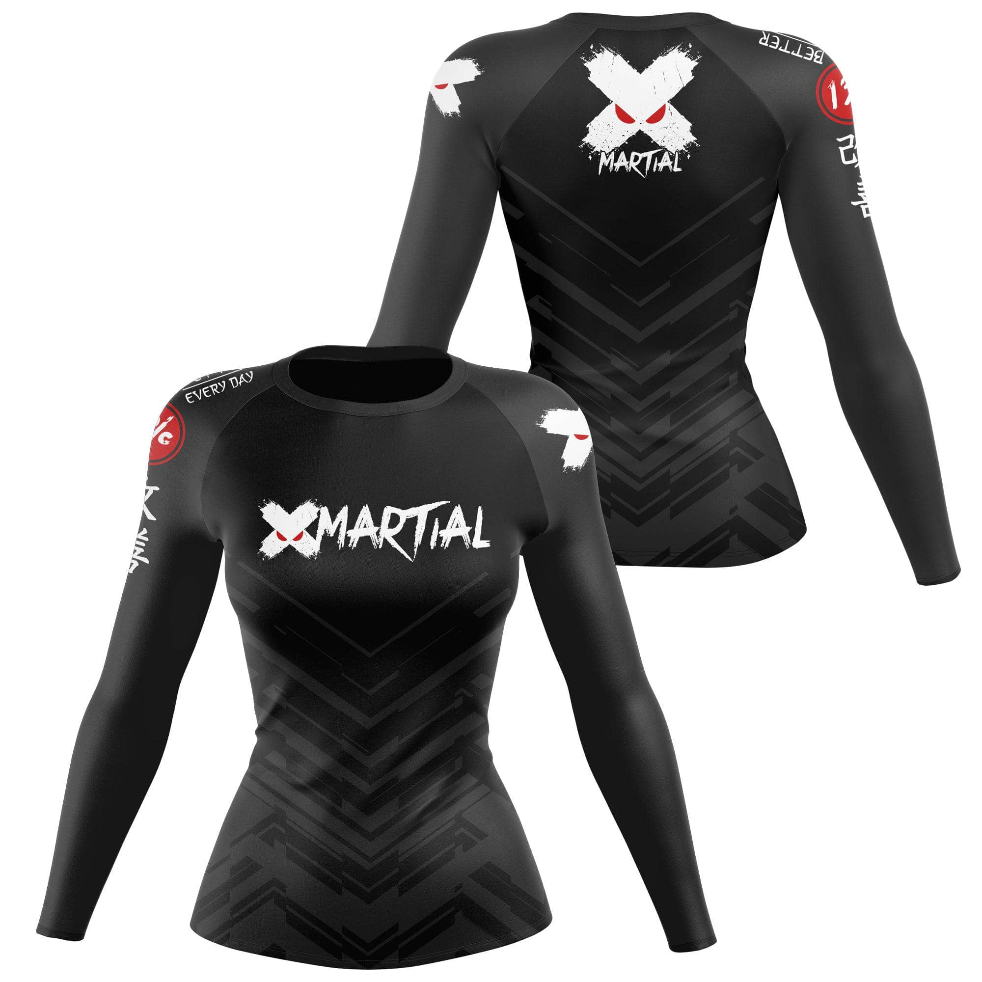 Cyber Stride Women's Rank BJJ Rash Guard - Long Sleeve Compression Shirt for Brazilian Jiu-Jitsu, MMA & Training - Moisture Wicking & UV Protection for Women Athletes