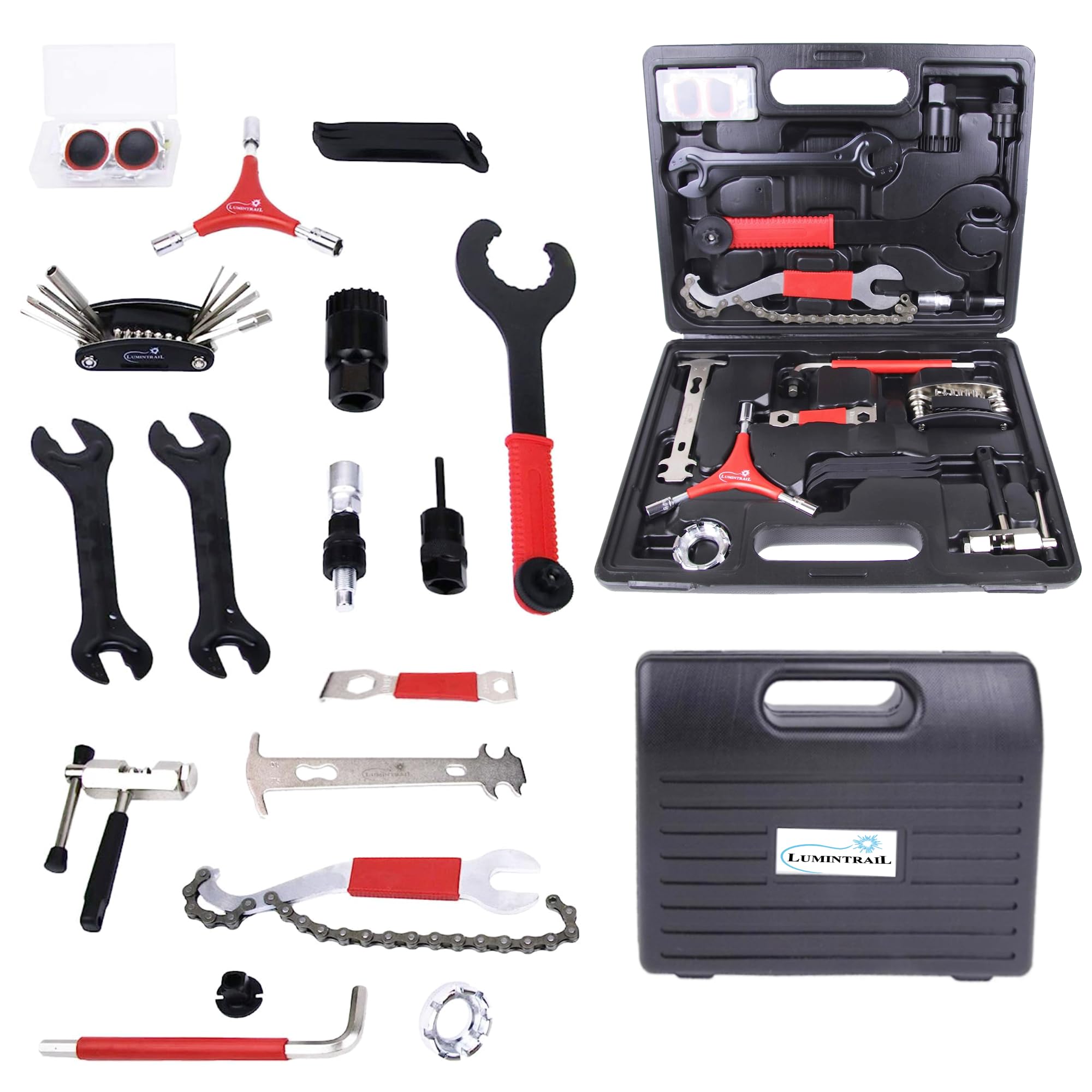 Lumintrail 38-Piece Bike Tool Kit - Professional Bicycle Repair Tools for Mountain & Road Bikes - Compact Storage Case Included - Perfect for Home Garage, Cycling Trips & Trailside Repairs
