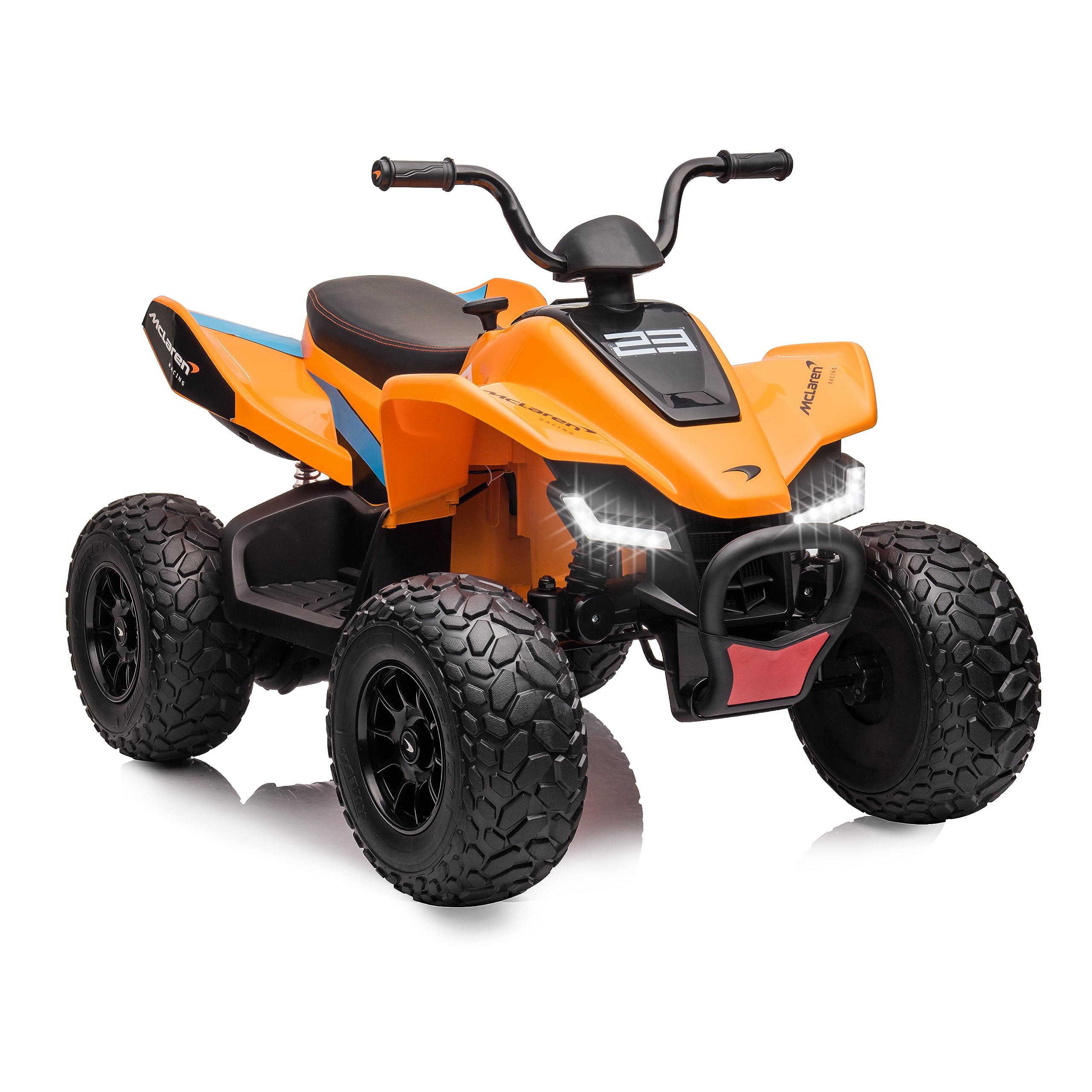 FEBER - 12V Battery-Powered McLaren MCL 35 Quad Ride-On Car with LED Lights, Original Model, 3-6 km/h Speed, Stable & Safe for Boys & Girls Ages 3+ - Perfect for Outdoor Play, Birthday Gifts & Family Fun (FEN11000)