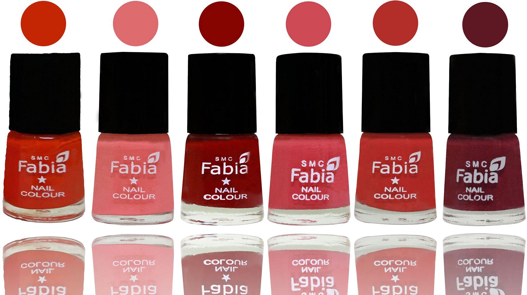 SMC Fabia Shine Bright Glossy Nail Polish Set - 6 Vibrant Colors, Long Lasting & Chip Resistant Nail Paint for Women | Perfect for Parties, Weddings & Everyday Wear (03189)