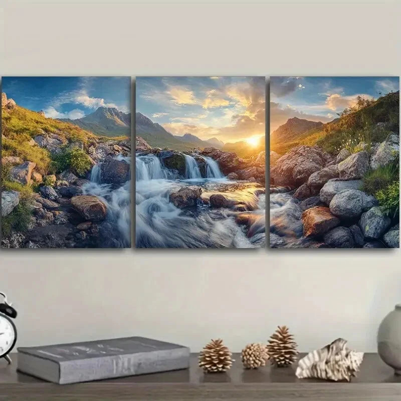 3-Piece Scottish Highlands Sunset Landscape Wall Art Set - Framed Canvas Prints 40x60cm - High Quality Australian Made Wall Decor - Ready to Hang - Perfect for Living Room, Bedroom & Office Decor