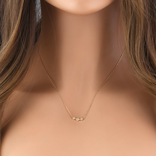 14K Solid Yellow Gold CZ Triple Circle Pendant Necklace for Women - Elegant Layered Jewelry Gift for Anniversary, Birthday & Special Occasions