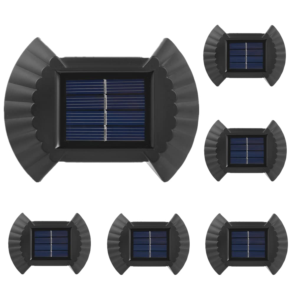 CTKcom 6 Pack Solar Wall Lights - 8 LED White Outdoor Decorative Lighting for Garden, Patio, Balcony, Terrace | Waterproof & Weatherproof Landscape Lighting for Pathways, Driveways, Yard Decor