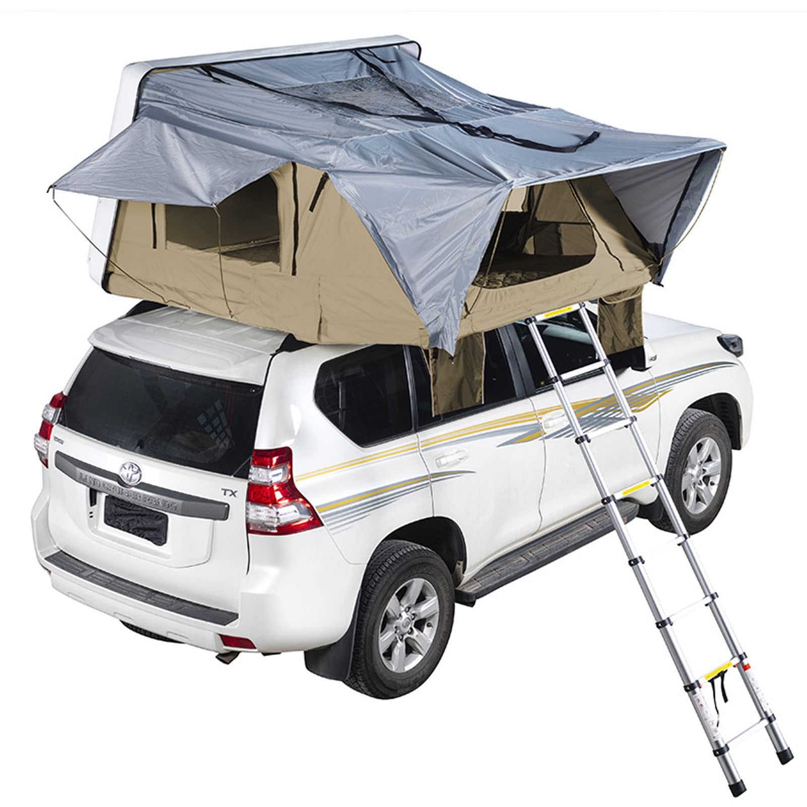 4 Person Hard Shell Roof Top Tent for Camping - Large Spacious Car Roof Tent for Outdoor Adventures, Travel & Road Trips - Durable Waterproof Rooftop Shelter for SUVs & Trucks (Perfect for Family Camping, Overlanding & Off-Road Trips)