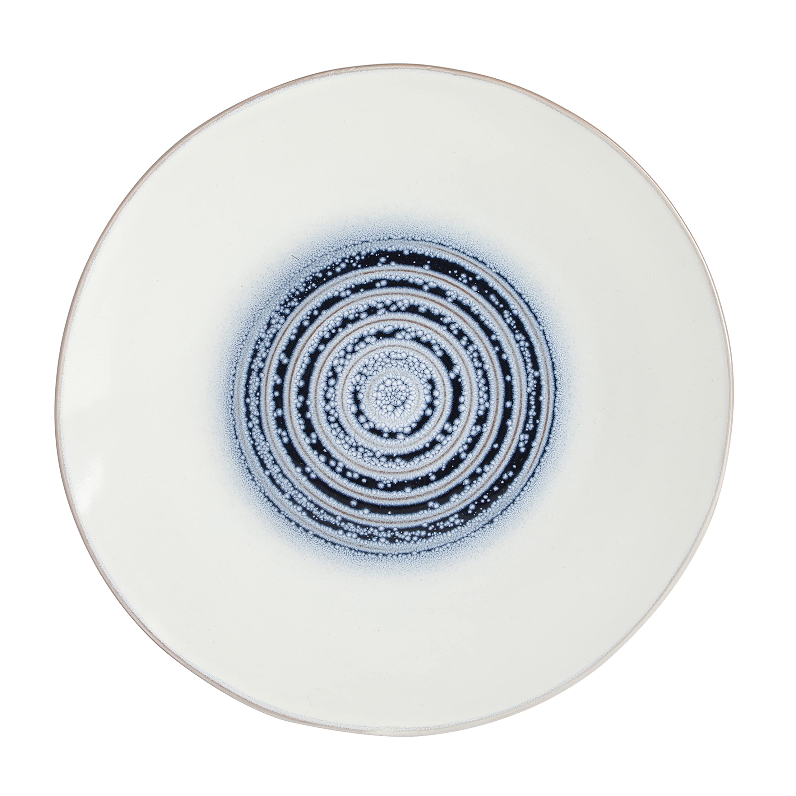 Premium Gibson Elite Spiral Reactive Embossed Dinnerware Set - 16-Piece Blue Porcelain Dinner Plates & Bowls, Service for 4 - Elegant Formal Dining, Holiday Entertaining & Everyday Family Meals