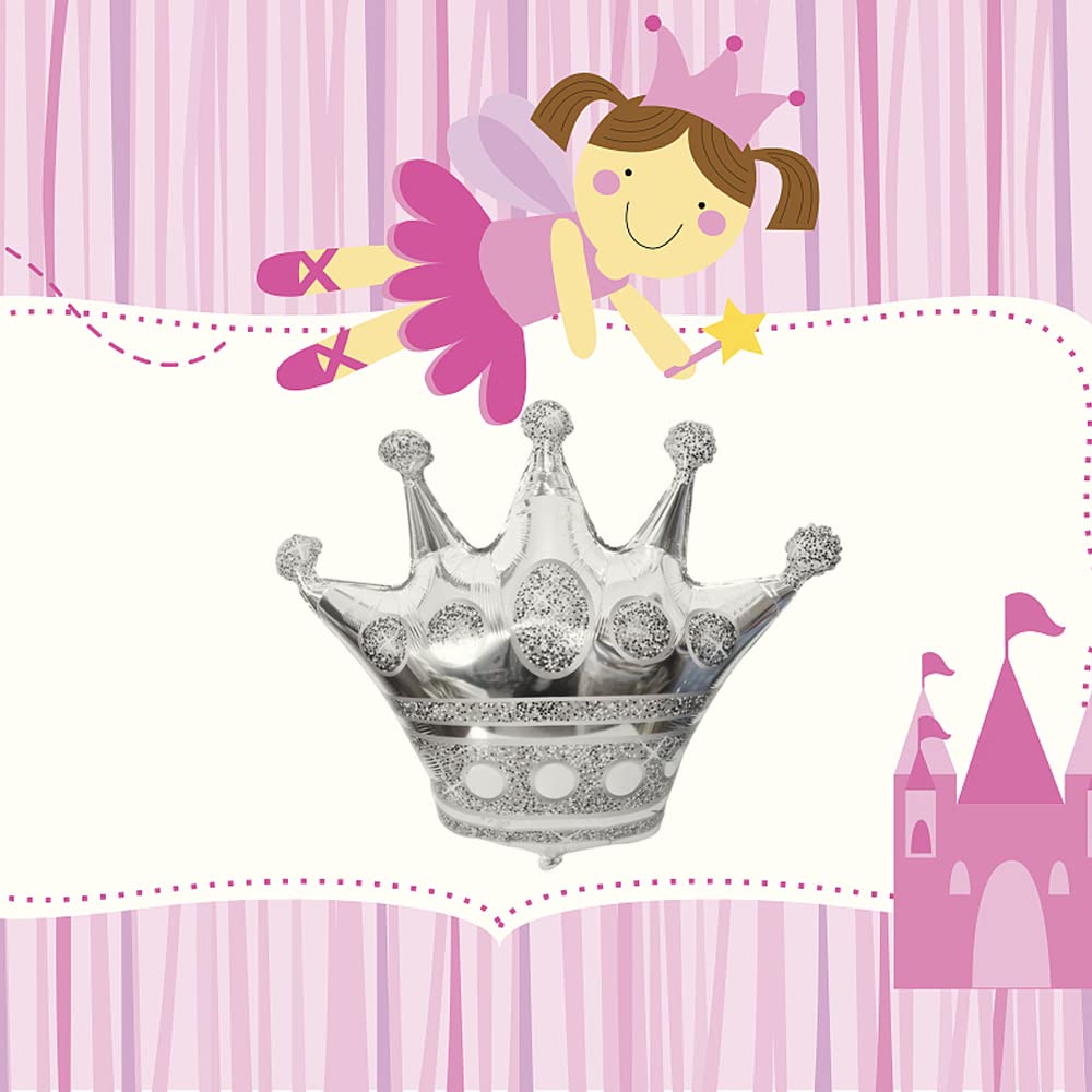 Silver Crown Balloons 30Inch 5PCS for Baby Shower, Wedding & Birthday Decor